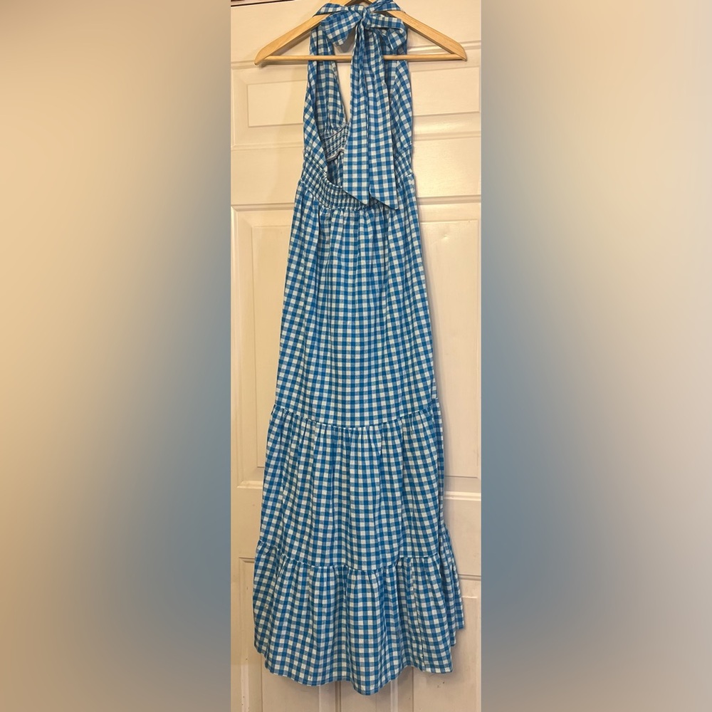 🦋 Hello Molly Blue Gingham Halter Maxi Dress - Picture 11 of 11